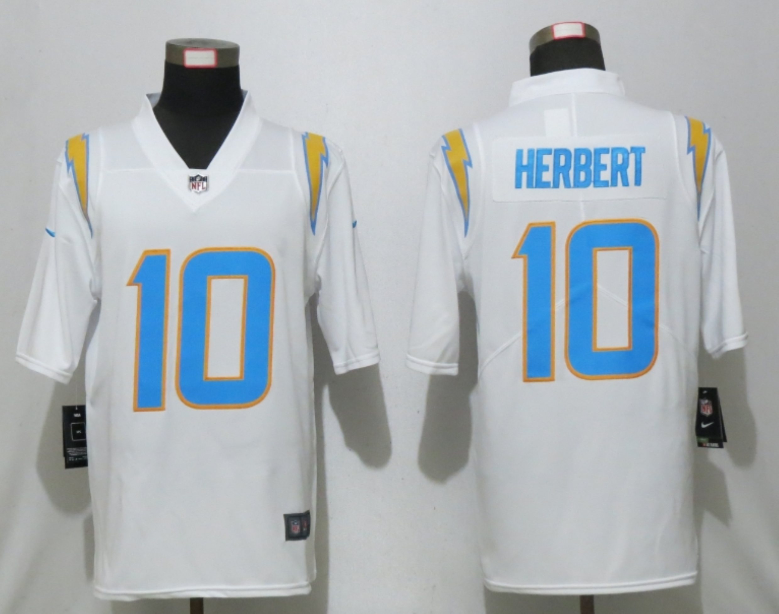 Men New Nike San Diego Chargers 10 Herbert White Los Angeles 2020 NFL Draft First Round Pick Game Jersey